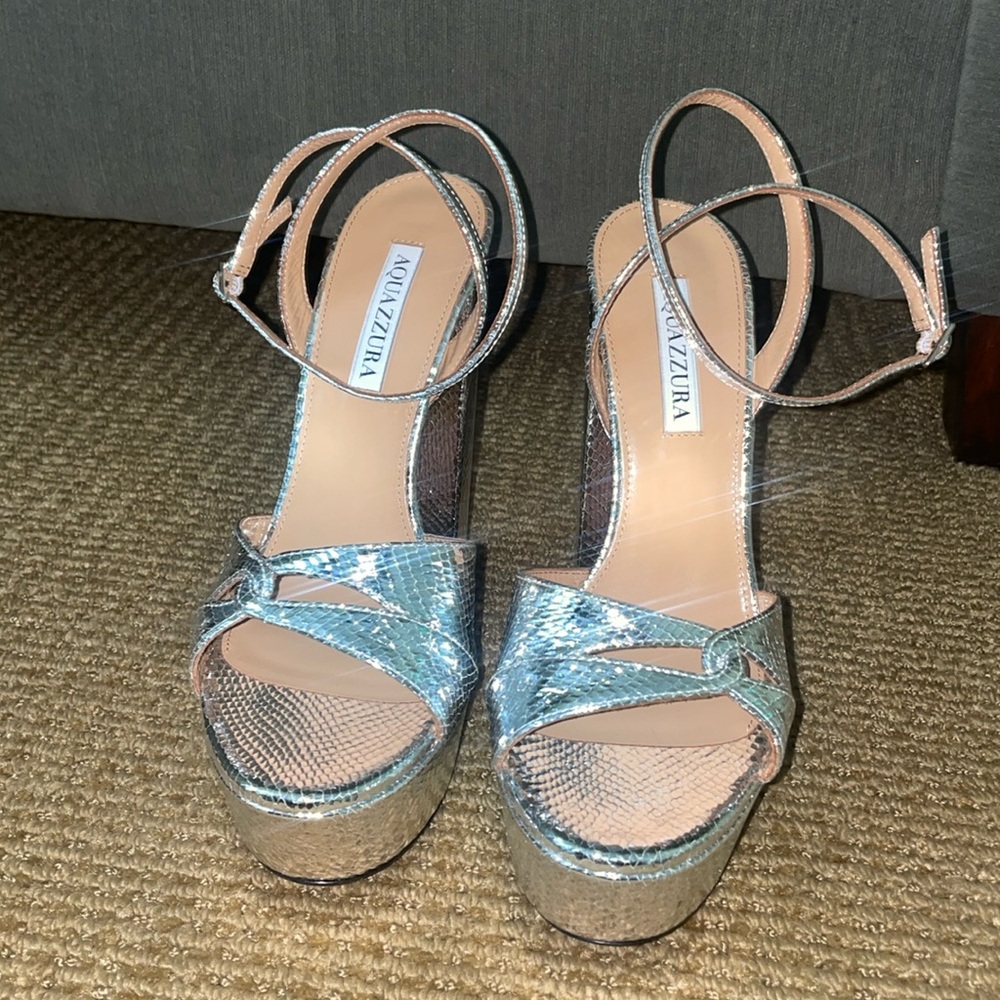 Aquazurra Sinner Plateau 140 Silver Platform heels size 39, BRAND NEW